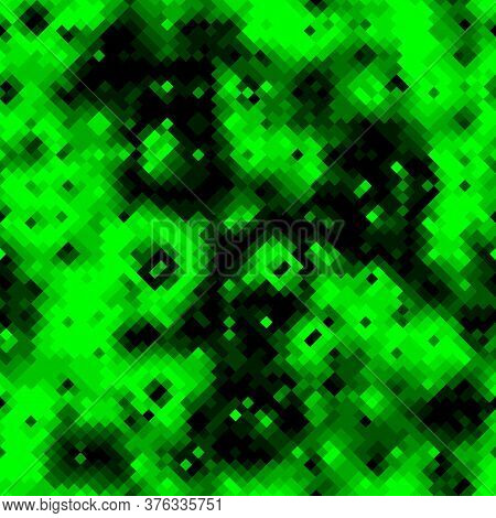 Green Emerald Halftones Pixel Clouds Seamless Pattern Vector Background Texture