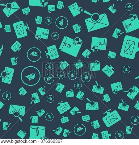 Set Envelope With Shield, Envelope With Magnifying Glass, Paper Plane And Speech Bubble With Envelop