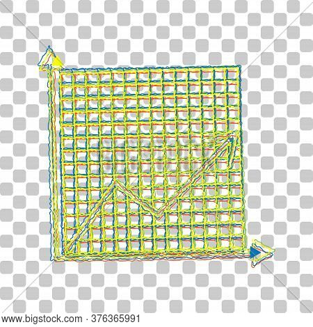 Business Graph Sign. Blue To Green Gradient Icon With Four Roughen Contours On Stylish Transparent B