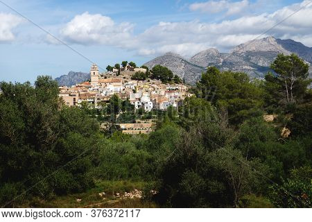 Sunny View On Polop De Marina On Green Hills At The Costa Blanca, Spain