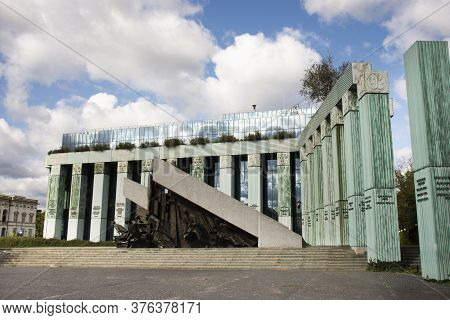Warsaw Uprising Monument Or Pomnik Powstania Warszawskiego Statue In Krasinski Square For Polish Or