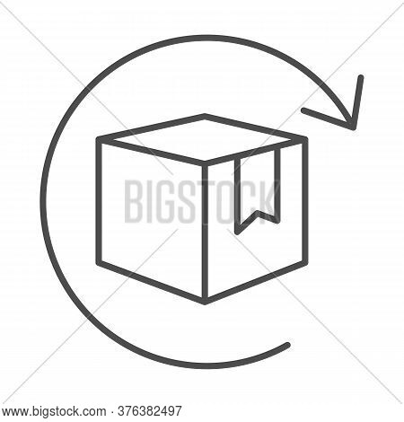 Box With Arrow Thin Line Icon, Logistics Concept, Commodity Turnover Sign On White Background, Retur