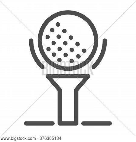 Golf Ball On Tee Line Icon, Golfing Concept, Golfball Sign On White Background, Golf Ball Icon In Ou