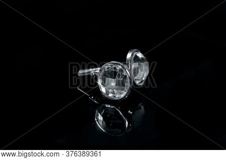 Cufflinks On Black Background Luxury Fashion Wear