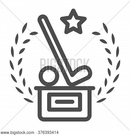 Prize To Golf Winner Line Icon, Sports And Competition Concept, Trophy With Stick And Golfball Sign 
