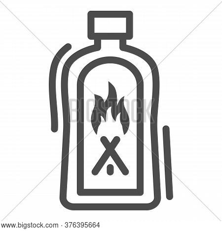 Liquid For Kindling Fire Line Icon, Picnic Concept, Fire Firing Fluid Sign On White Background, Flui