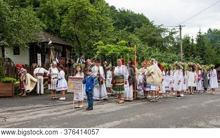 Voevodyno, Ukraine - July 7, 2020: Performance Of Traditional Ukrainian Choir During Slavic Celebrat