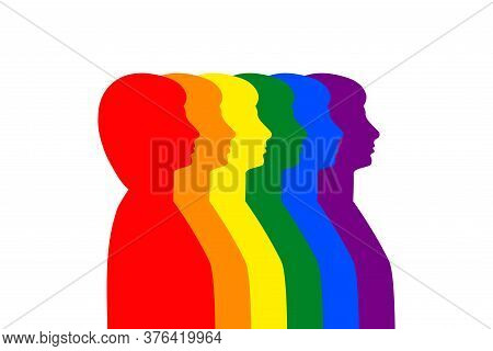 Women And Men Silhouette Profile In Colorful Rainbow Lgbt Pride Colors, Stock Vector Illustration Cl