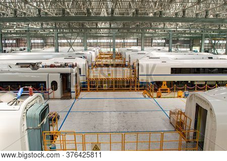 Changchun, Jilin Province / China - July 11, 2015: Production Hall Of Crrc Changchun Railway Vehicle