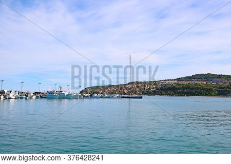 Koper, Slovenia, September 26, 2019: View Of The City And The Pier In Koper