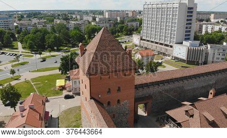 Aerial View Of Lida Castle. The City Of Lida. Belarus.