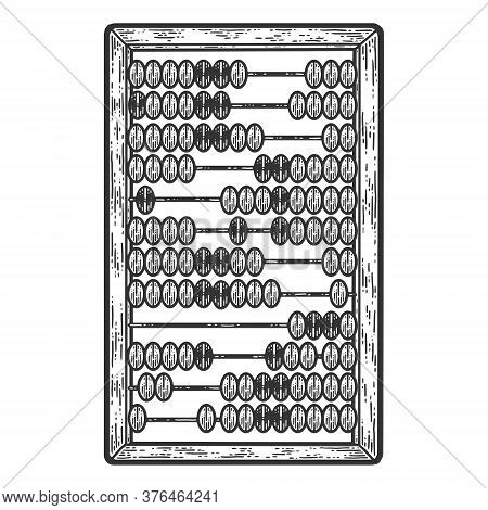 Abacus Mechanical Device. Sketch Scratch Board Imitation. Black And White.