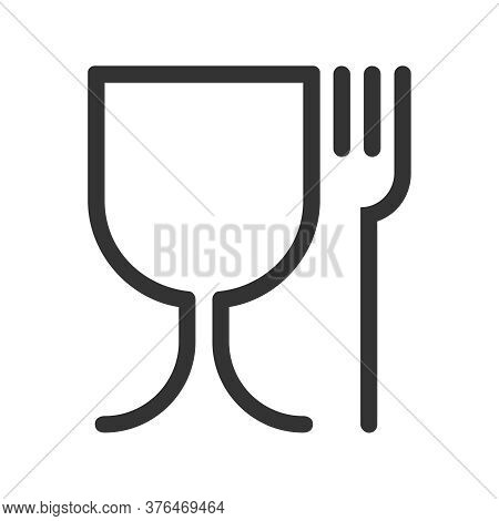 Safe Food Graphic Icon. Symbol Safety Materials Contacting With Food. Wine Glass And Fork Abstract S