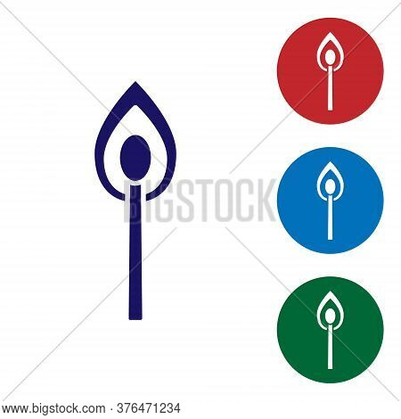 Blue Burning Match With Fire Icon Isolated On White Background. Match With Fire. Matches Sign. Set I