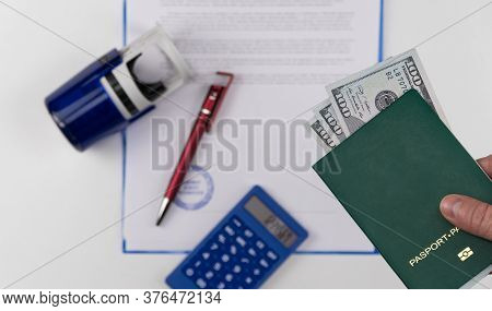Green Passport With The Money