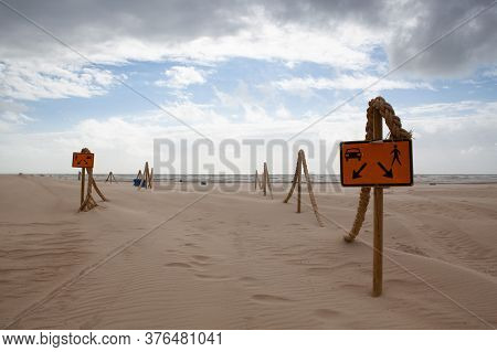 The Beach In Hargen Aan Zee In Netherlands Without Foreign Tourists After The Coronavirus Pandemic.