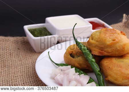 Fried Potato Patty Also Known As Batata Vada Or Aaloo Bonda