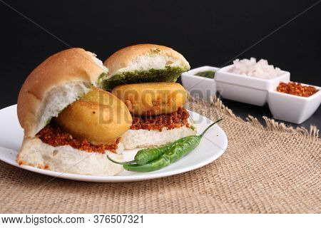 Indian Burger Known As Bombay Vada Paav Famous Street Food From India