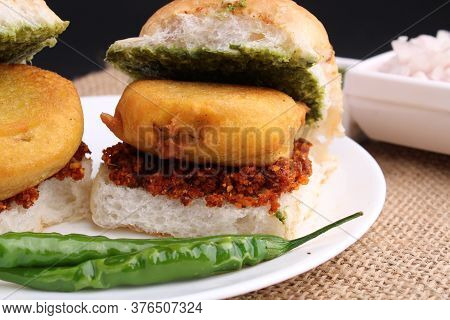 Indian Burger Known As Bombay Vada Paav Famous Street Food From India