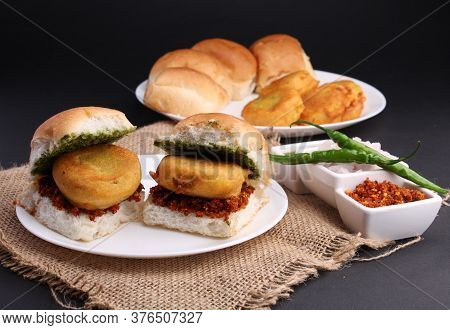 Indian Burger Known As Bombay Vada Paav Famous Street Food From India
