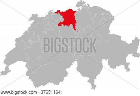Aargau Switzerland Canton Isolated On Switzerland Map. Gray Background. Backgrounds And Wallpapers.