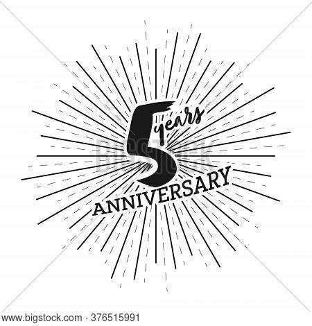Congratulations On The 5 Years Anniversary. Editable Vector Illustration. Number 5 On The Background