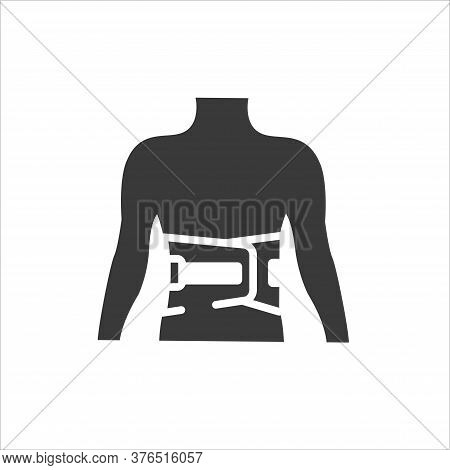 Bandage Belt For A Back Glyph Black Icon. Medical Support For The Lumbar After Injuries And Sprains.