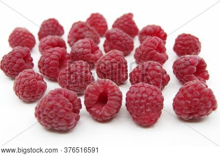 Raspberry Isolated. Raspberry On White. Raspberry Isolated On A White Background. Red Raspberry On A