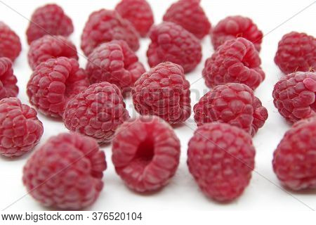 Raspberry Isolated. Raspberry On White. Raspberry Isolated On A White Background. Red Raspberry On A