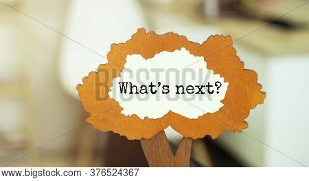 Figure Of A Tree With Text What Next Inside The Foliage. Business Concept