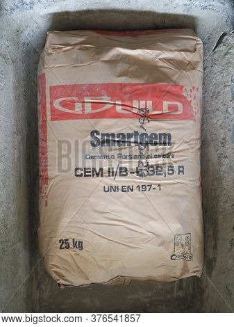 Turin - Jul 2020: Portland Cement 25 Kg Packet