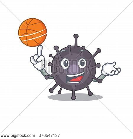 An Athletic Salmonella Cartoon Mascot Design With Basketball