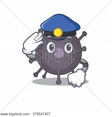 A Handsome Police Officer Cartoon Picture Of Salmonella With A Blue Hat
