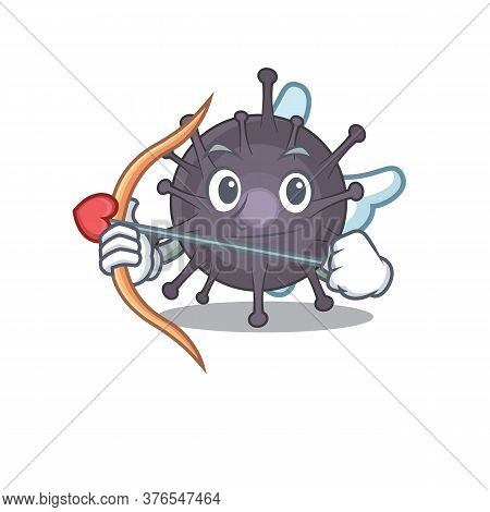 A Lovable Salmonella As A Romantic Cupid Cartoon Picture With Arrow