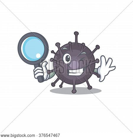 Cartoon Mascot Design Of Salmonella Super Detective Breaking The Case Using Tools