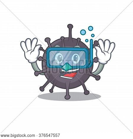 Salmonella Mascot Design Swims With Diving Glasses