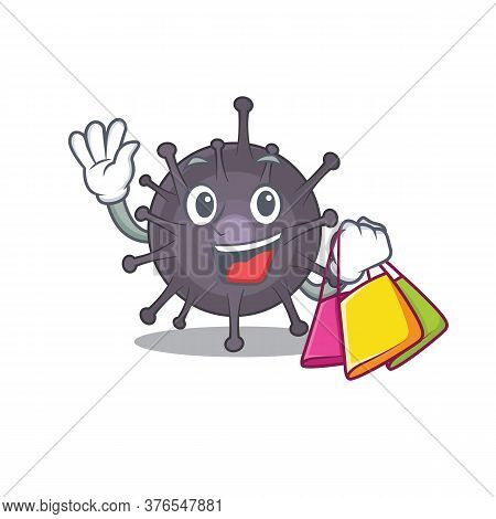 Salmonella Wealthy Cartoon Character Concept With Shopping Bags