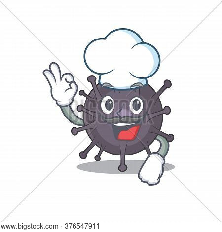 Salmonella Chef Cartoon Drawing Style Wearing Iconic Chef Hat