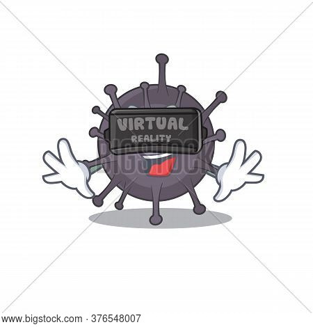 Salmonella Cartoon Image Play A Game With Virtual Reality Headset