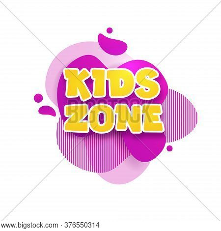 Kids Zone Vector Cartoon Banner. Colorful Letters For Childrens Playroom Decoration. Sign For Childr