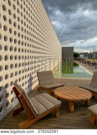 Swimming Pool Terrace At B Hotel In Brasilia, Design By The Urbanist Lucio Costa With Oscar Niemeyer