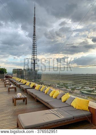 Roof Terrace At B Hotel In Brasilia, Design By The Urbanist Lucio Costa With Oscar Niemeyer. June 16