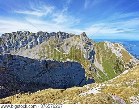Alpine Peaks Of Oberhaup, Esel And Rosegg In The Swiss Mountain Range Of Pilatus And In The Emmental