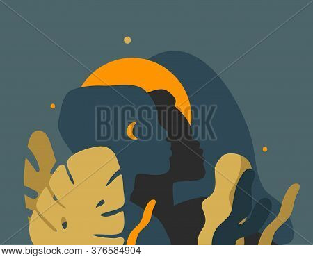 Hand Drawn Vector Abstract Stock Graphic Illustration With Young Black African American Beauty Peopl