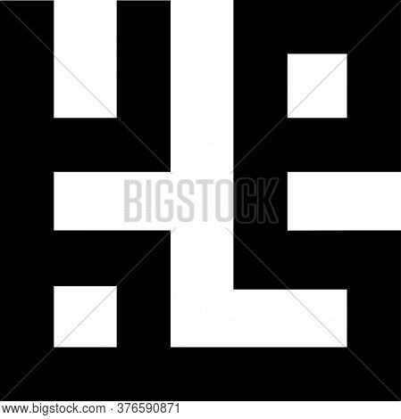 Mohammad Islamic Calligraphy Khufi Black Color On Isolated White Background