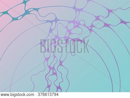 Chain Structure Abstract Futuristic Mint And Deep Purple Vector Background. Curve Lines Network Tiss