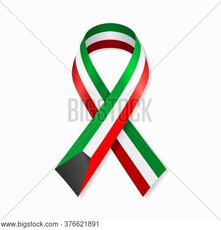 Kuwaiti Flag Stripe Ribbon On White Background. Vector Illustration.
