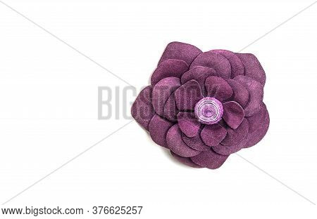 Purple Flower Leather On A White Background