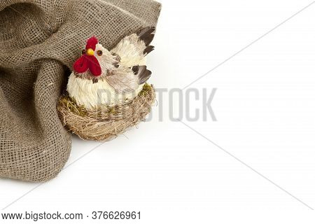 Handmade Easter Chicken In The Nest Background