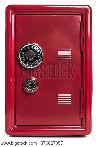Red Safe Deposit Box On A White Background